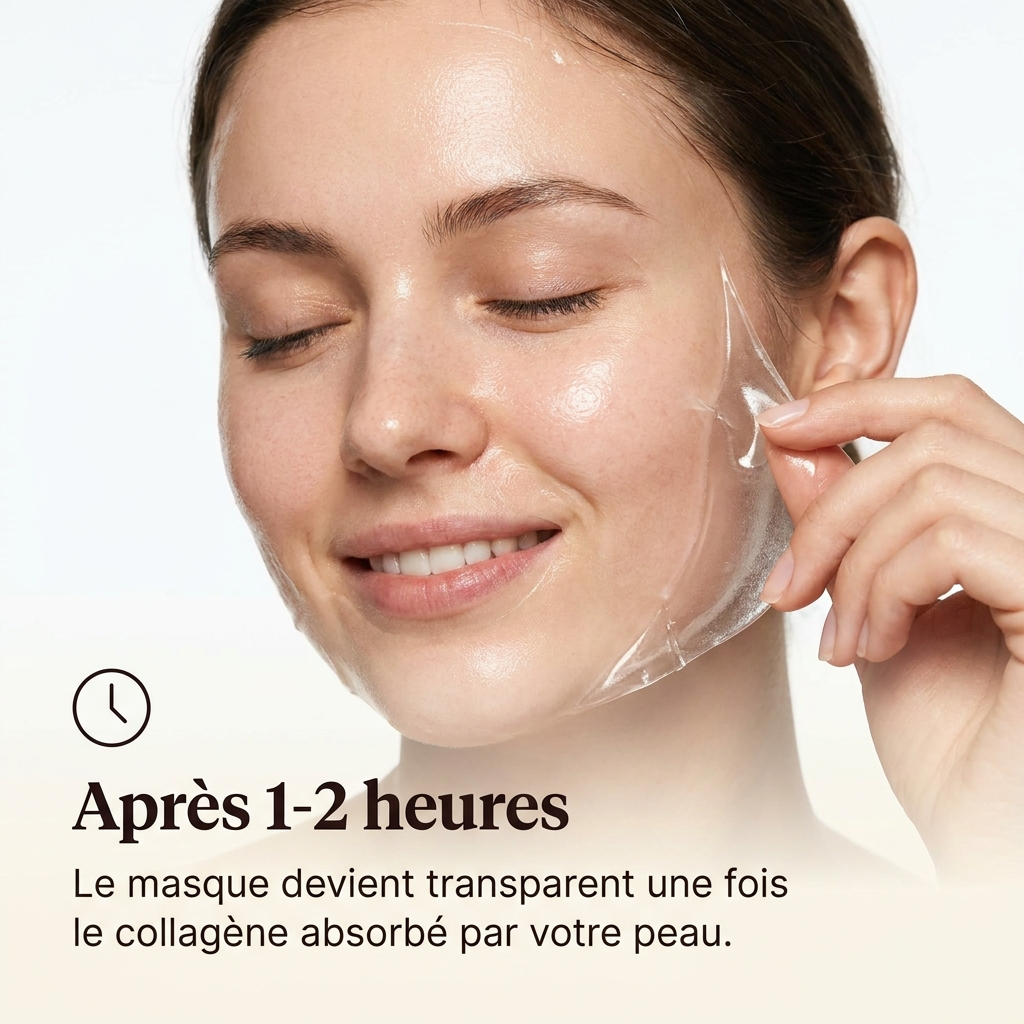 Le masque LumiCollagen devient transparent après 1 à 2 heures